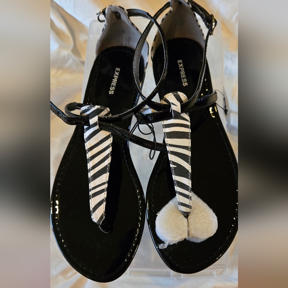 Express Black and White Zebra Stripe Sandals